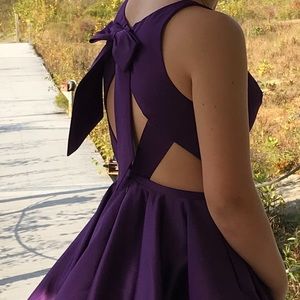 gorgeous plum homecoming dress with a fabulous bow on the back!